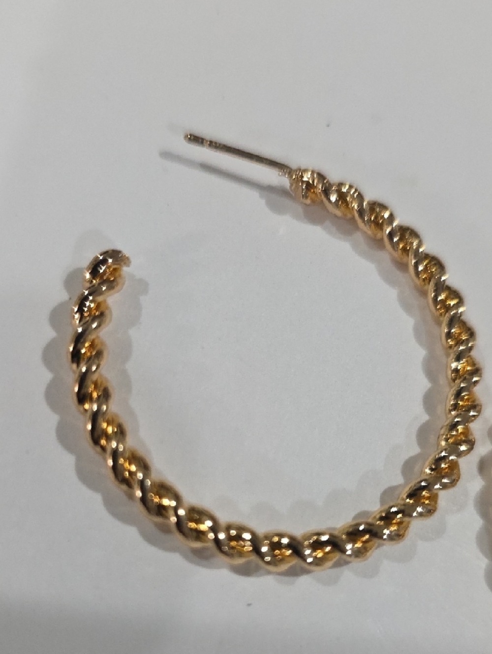 Gold Twisted Rope Open Hoop Earrings – Elegant Women’s Fashion Jewelry - 1.5-in - Picture 3 of 7